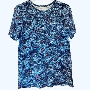 Gently Used Tory Burch Blue Flower Cotton Size S